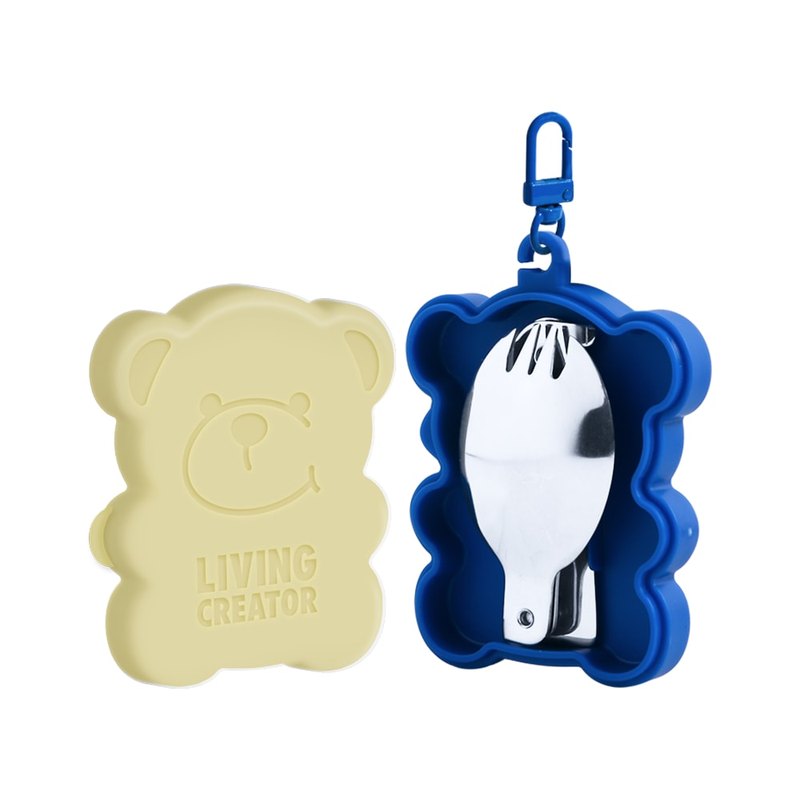LICLERY folding spork in a bear-shaped case