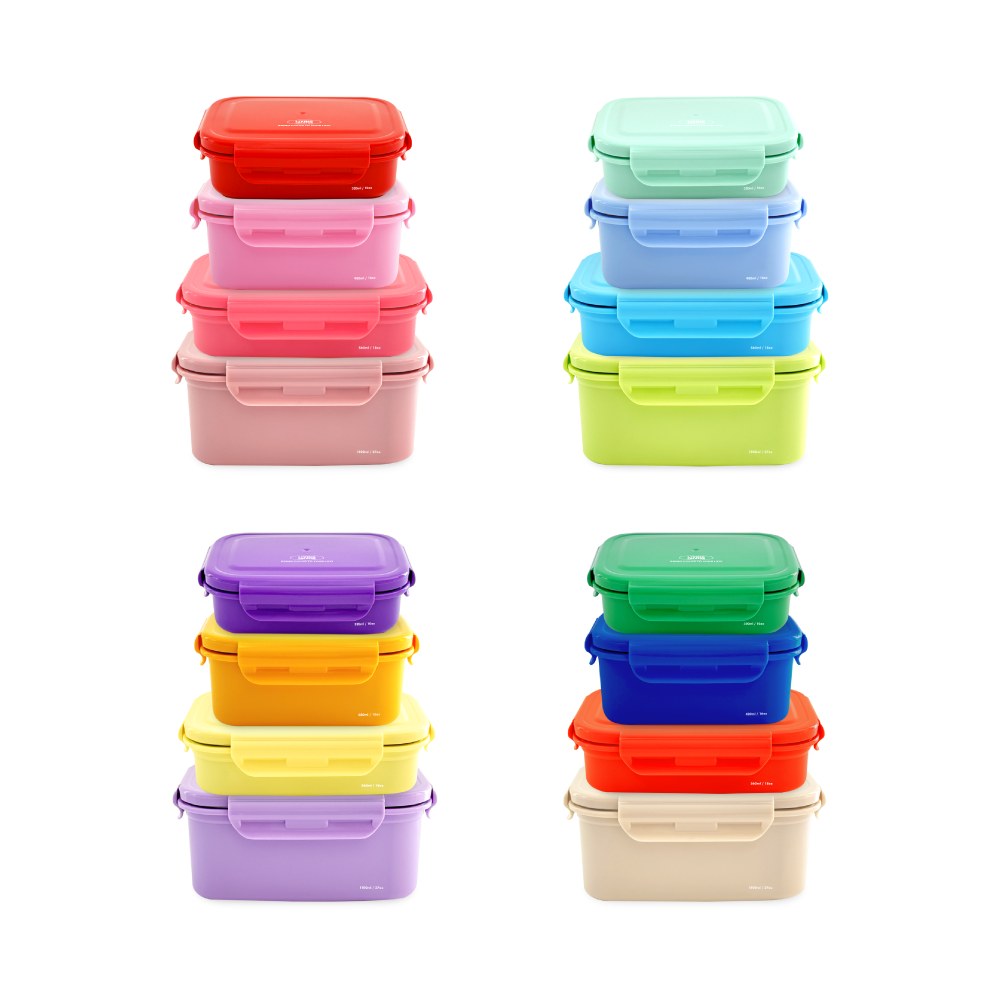 KEEPER TEN lunchboxes stacked in every color