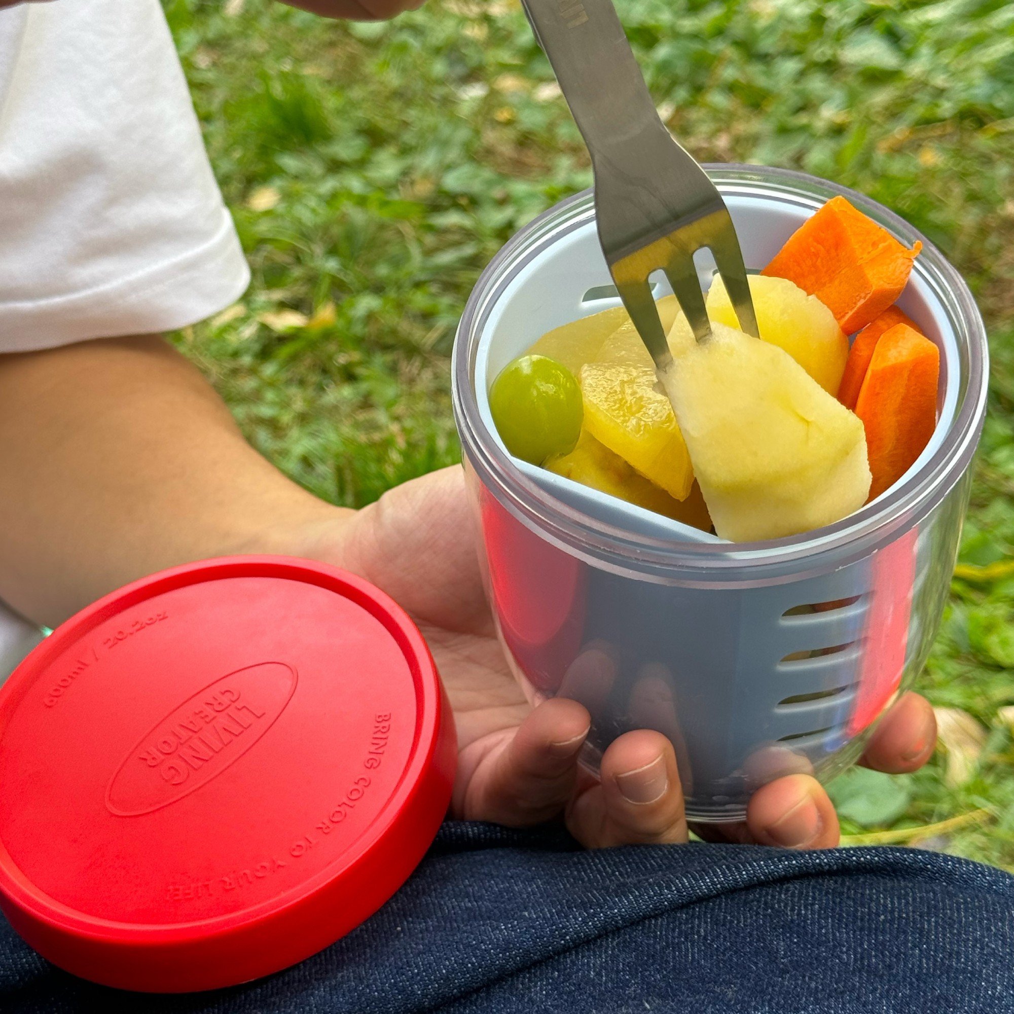 KEEPER POT fresh prep container with fruit and the clip-on fork