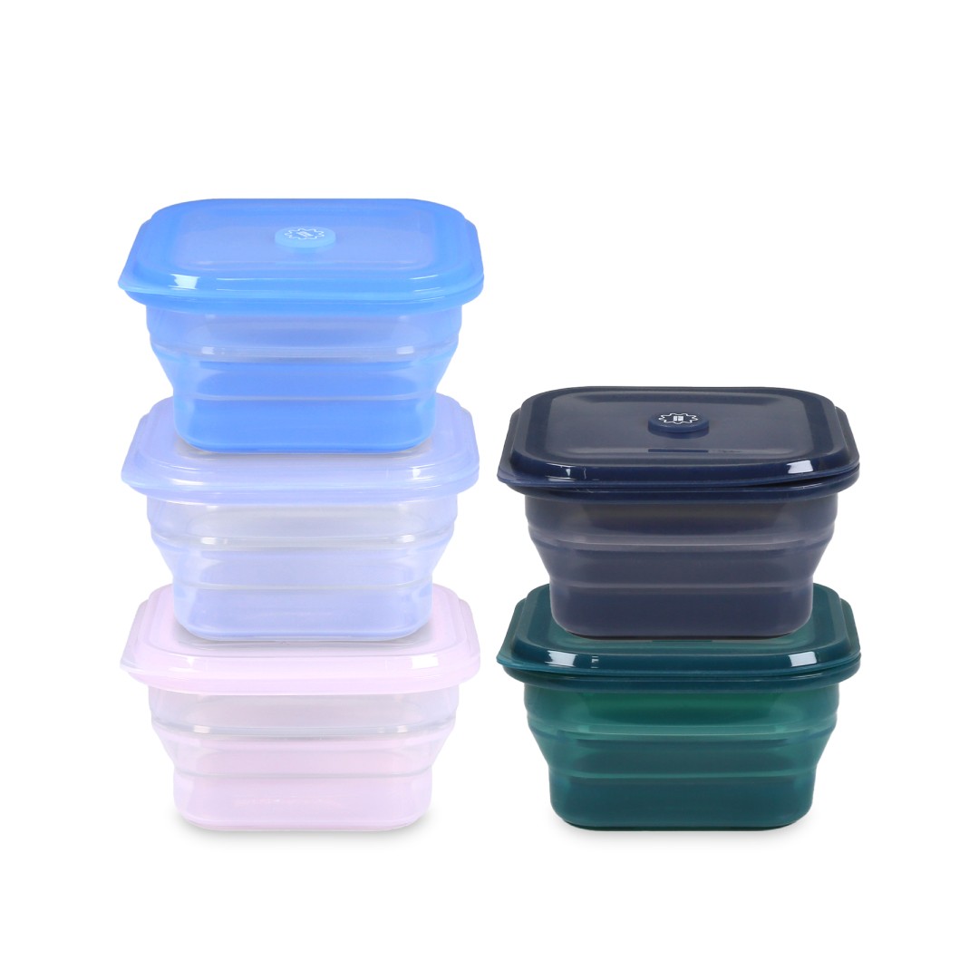 PushLock containers folded and stacked